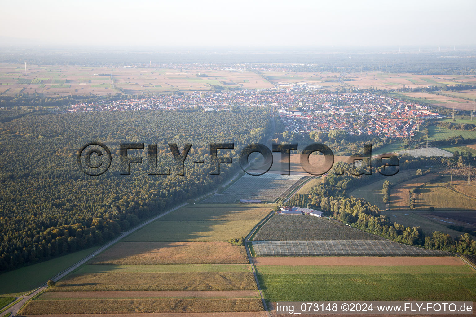 Vue oblique de Rülzheim dans le département Rhénanie-Palatinat, Allemagne