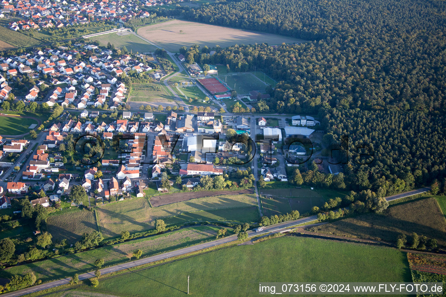 Vue d'oiseau de Rheinzabern dans le département Rhénanie-Palatinat, Allemagne