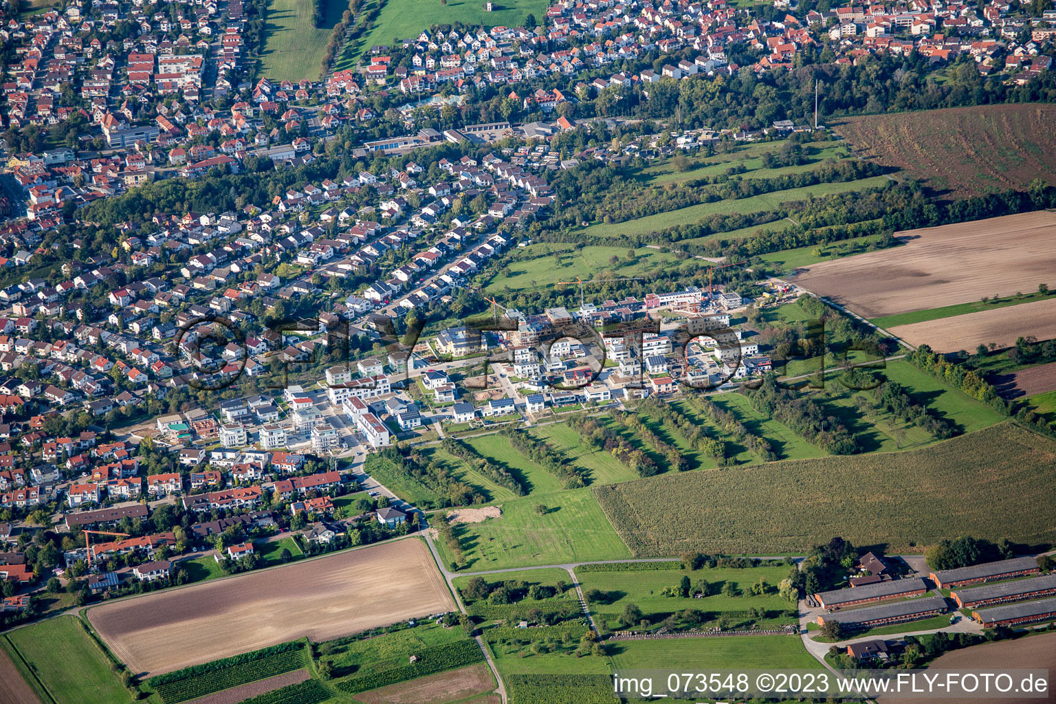 Vue aérienne de Nouvelle zone de développement Apfelweg à Wiesloch dans le département Bade-Wurtemberg, Allemagne