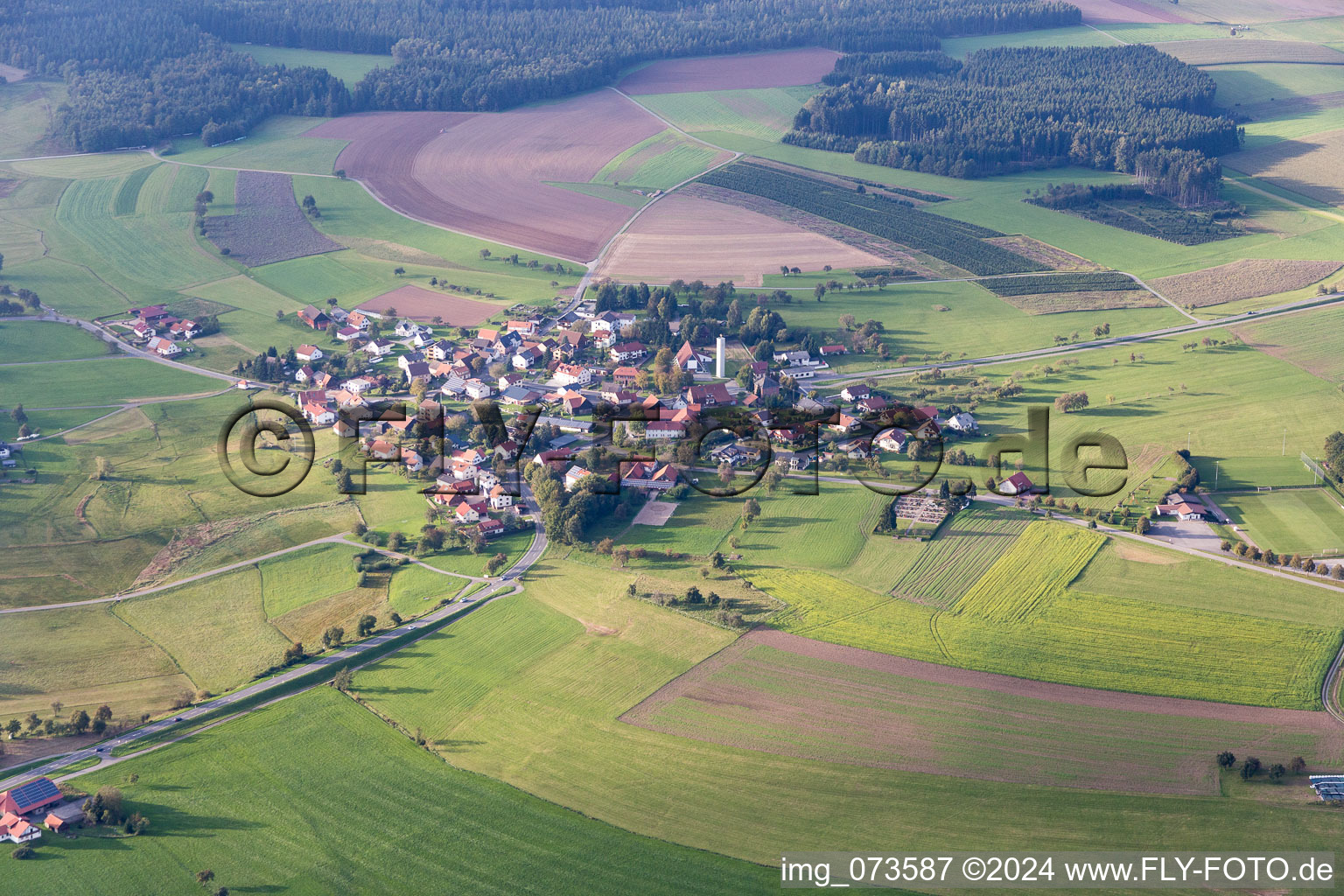 Vue aérienne de Vue sur le village à le quartier Scheidental in Mudau dans le département Bade-Wurtemberg, Allemagne