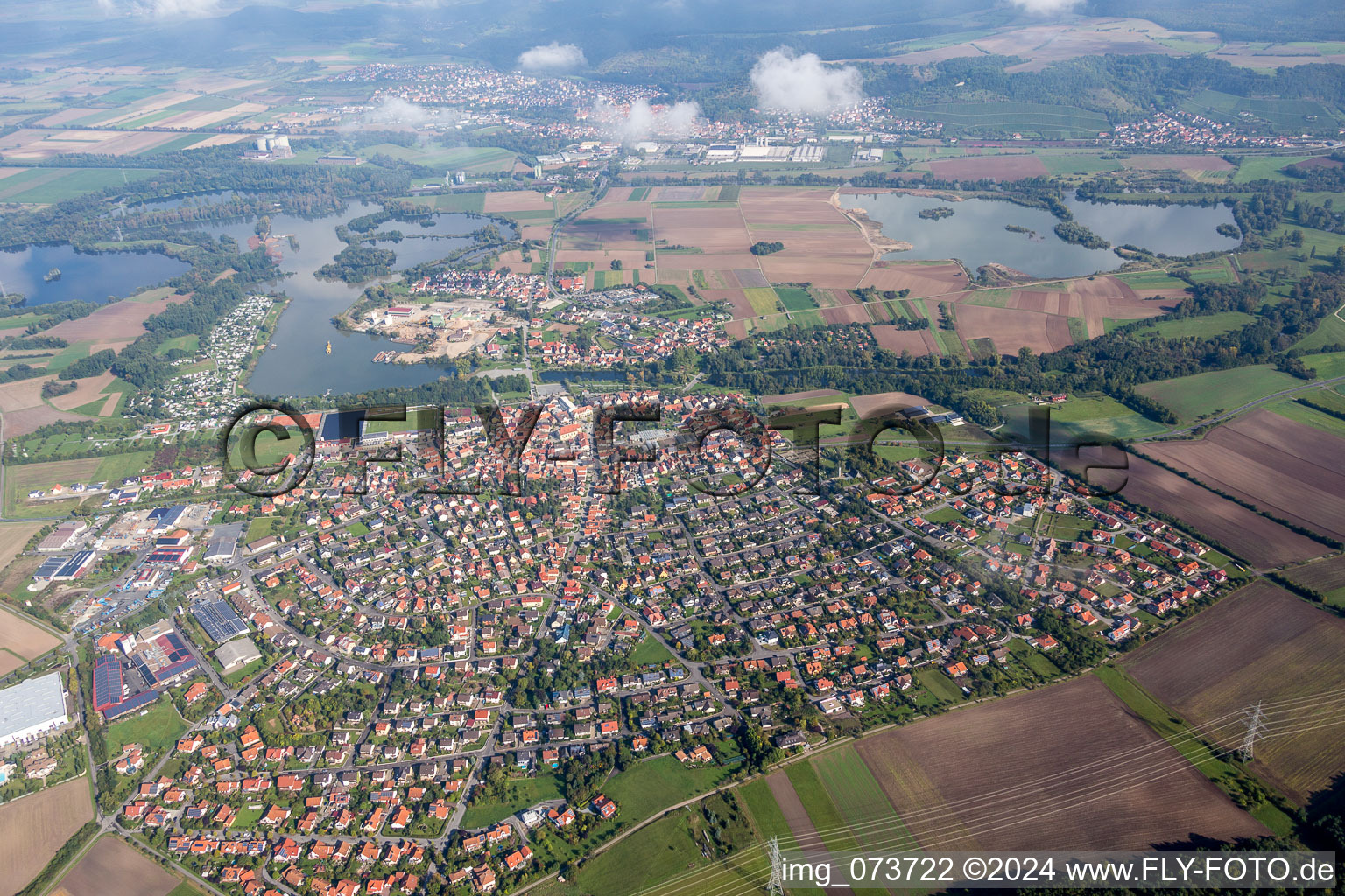 Vue aérienne de Zones riveraines du Main à Sand am Main dans le département Bavière, Allemagne