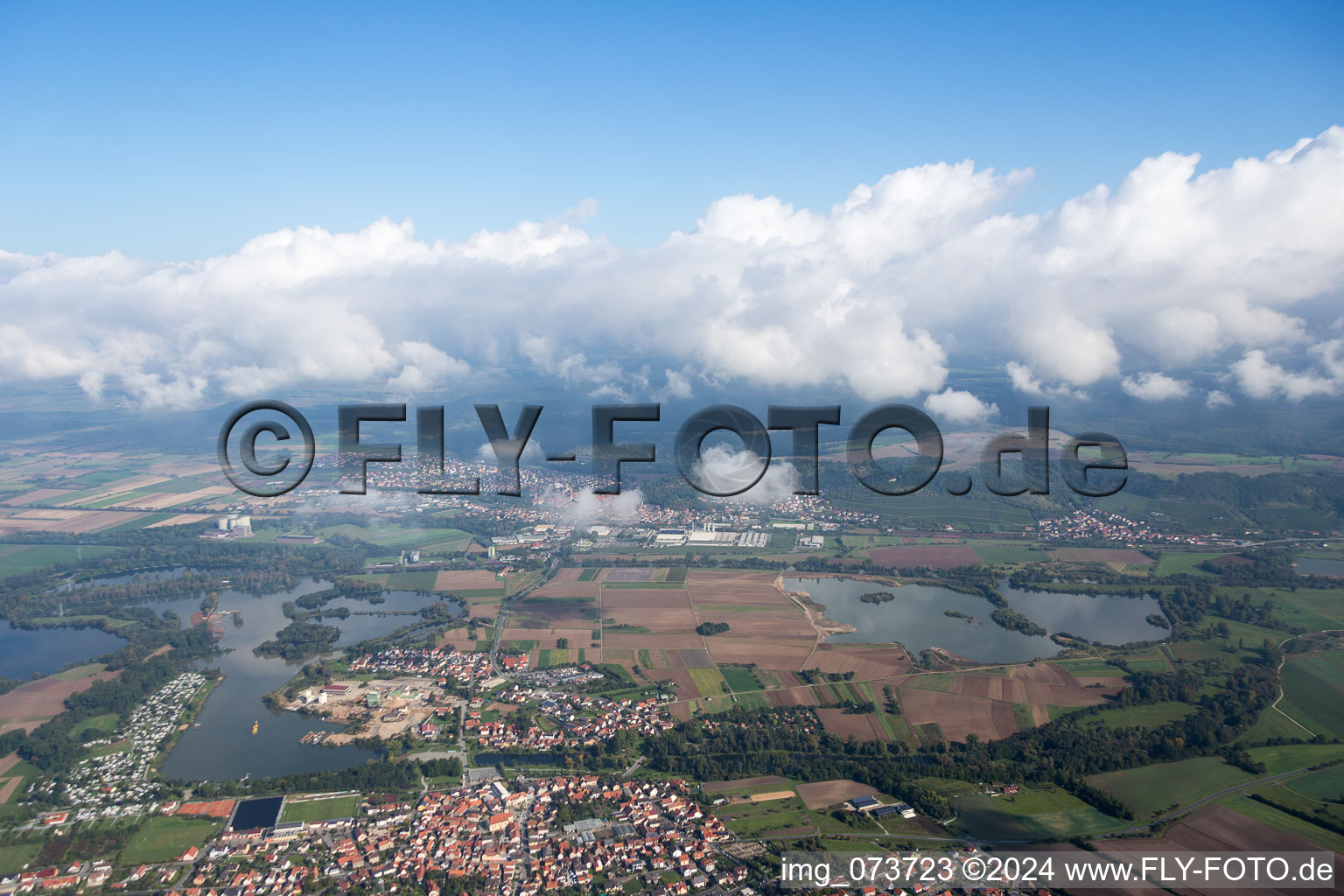 Vue aérienne de Zones riveraines du Main à Sand am Main dans le département Bavière, Allemagne