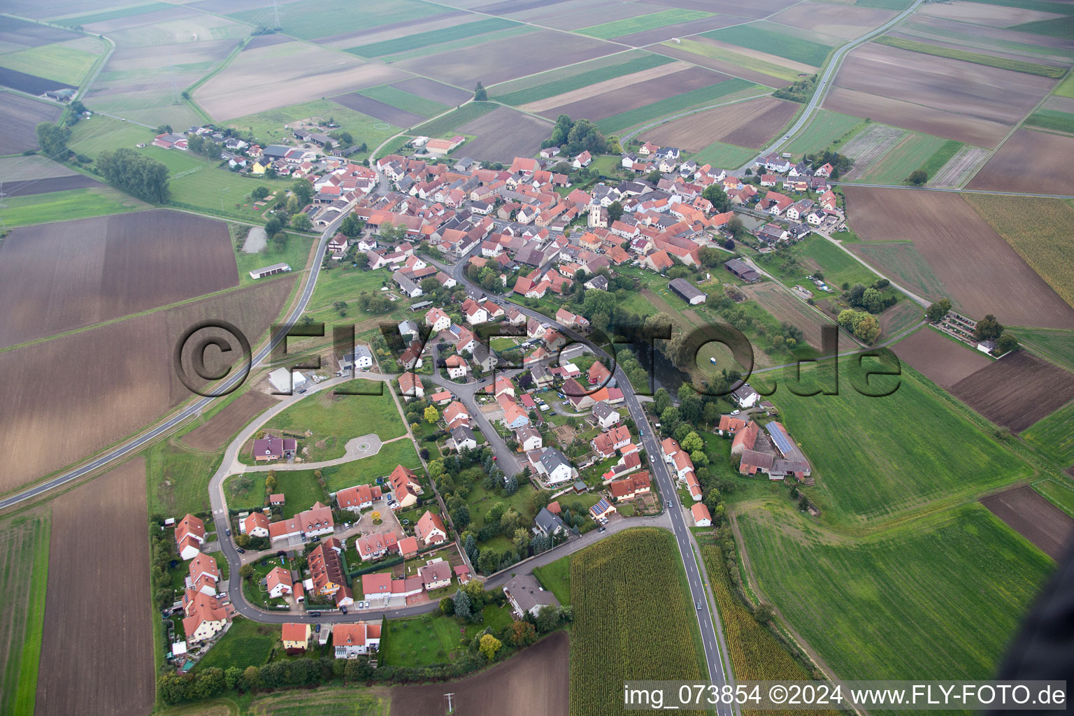 Vue aérienne de Dürrfeld dans le département Bavière, Allemagne