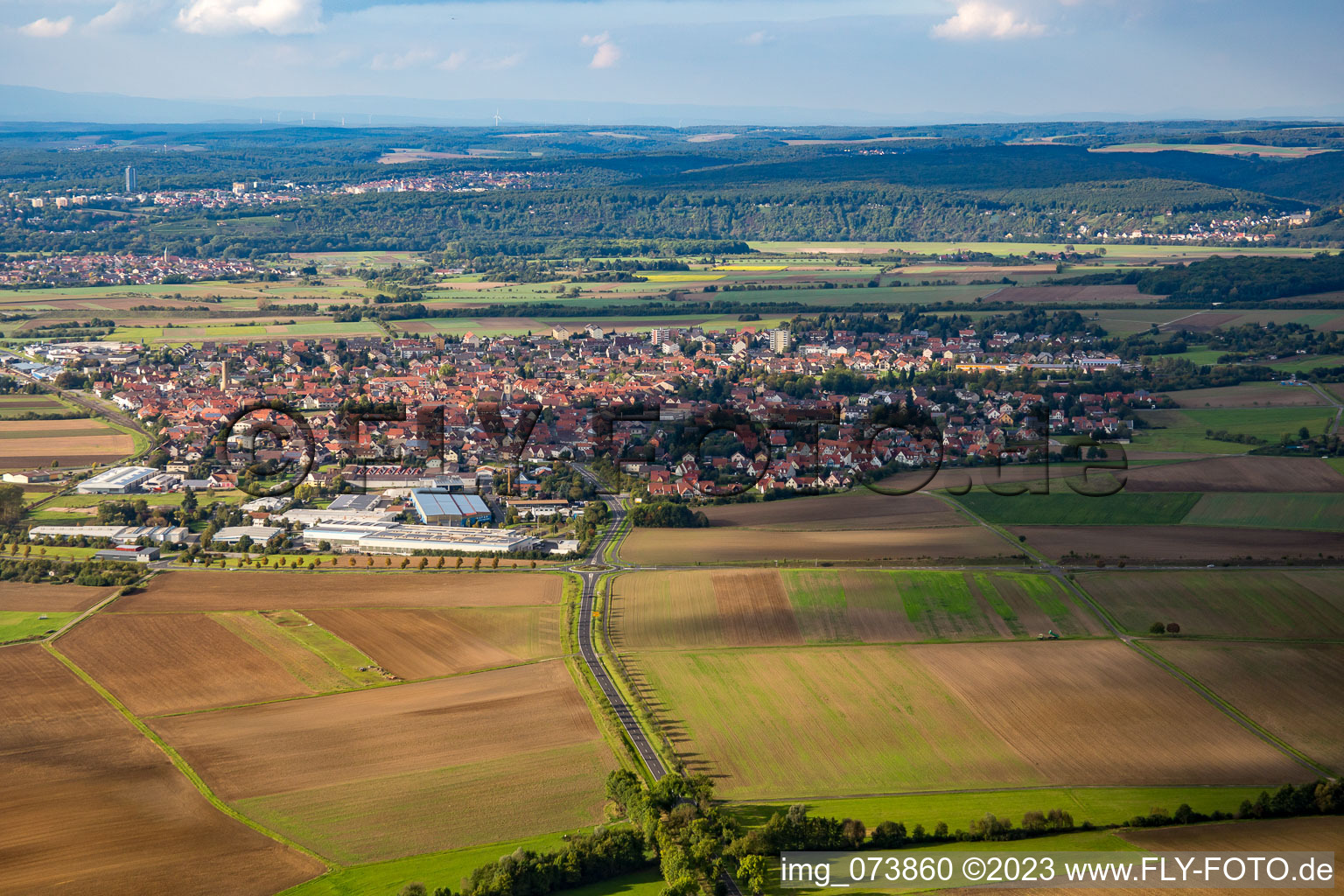 Vue aérienne de Gochsheim dans le département Bavière, Allemagne