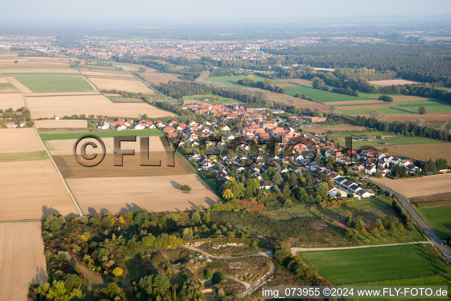 Vue oblique de Herxheimweyher dans le département Rhénanie-Palatinat, Allemagne