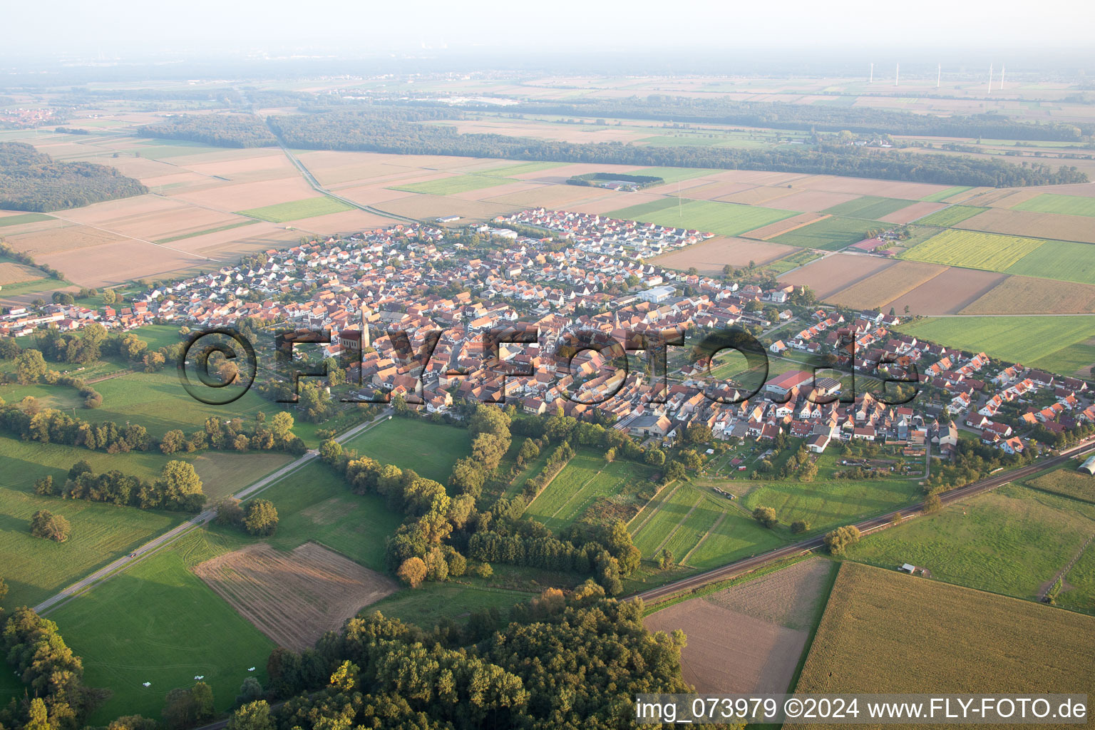 Vue aérienne de Du nord-ouest à Steinweiler dans le département Rhénanie-Palatinat, Allemagne