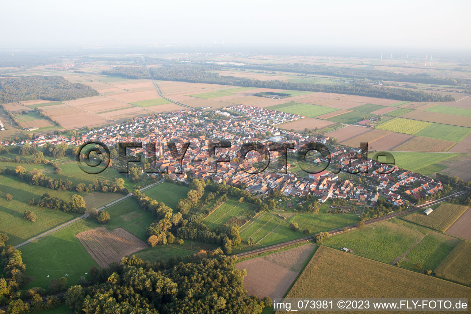 Vue aérienne de Du nord-ouest à Steinweiler dans le département Rhénanie-Palatinat, Allemagne