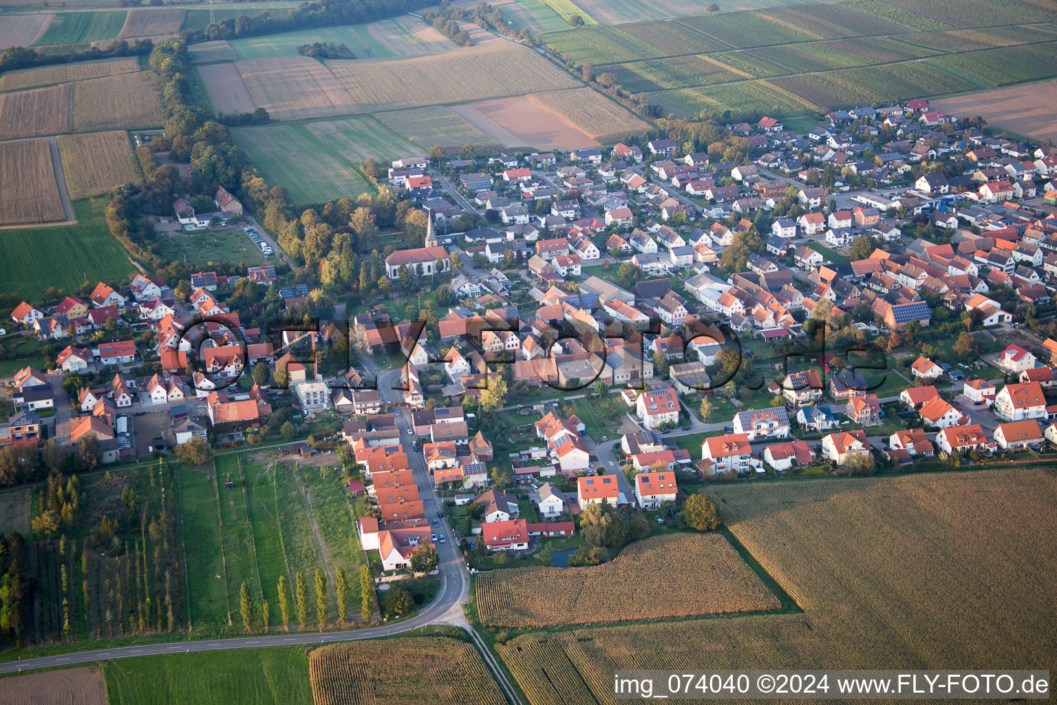 Freckenfeld dans le département Rhénanie-Palatinat, Allemagne du point de vue du drone