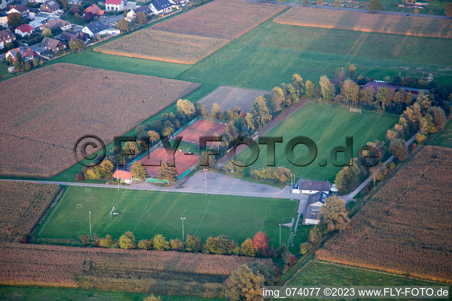 Vue aérienne de Terrains de sport à Minfeld dans le département Rhénanie-Palatinat, Allemagne