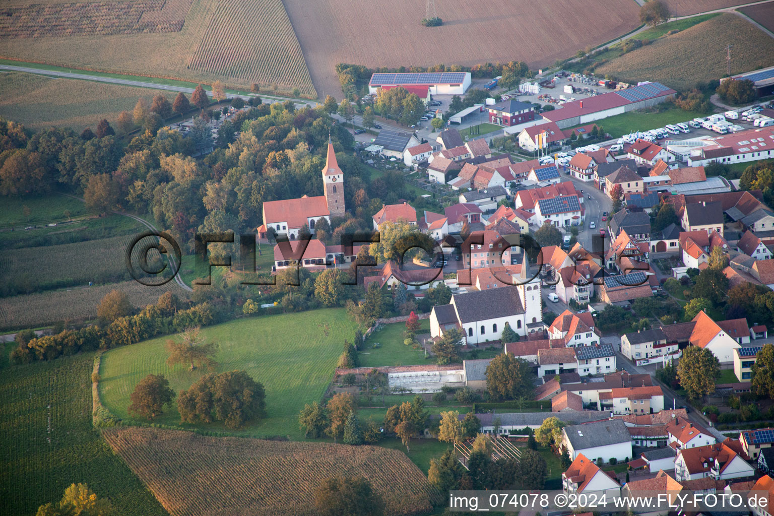 Vue aérienne de Minfeld dans le département Rhénanie-Palatinat, Allemagne