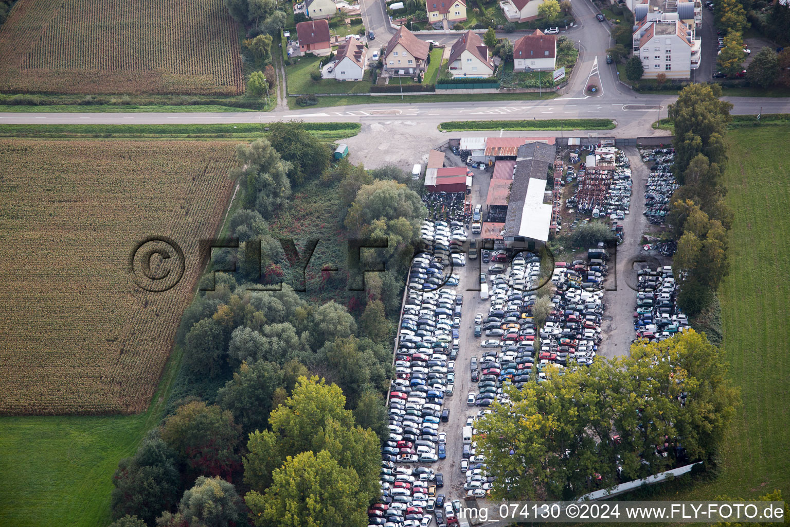 Vendenheim dans le département Bas Rhin, France depuis l'avion