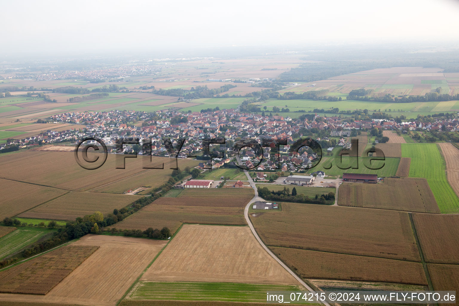 Vue oblique de Geudertheim dans le département Bas Rhin, France