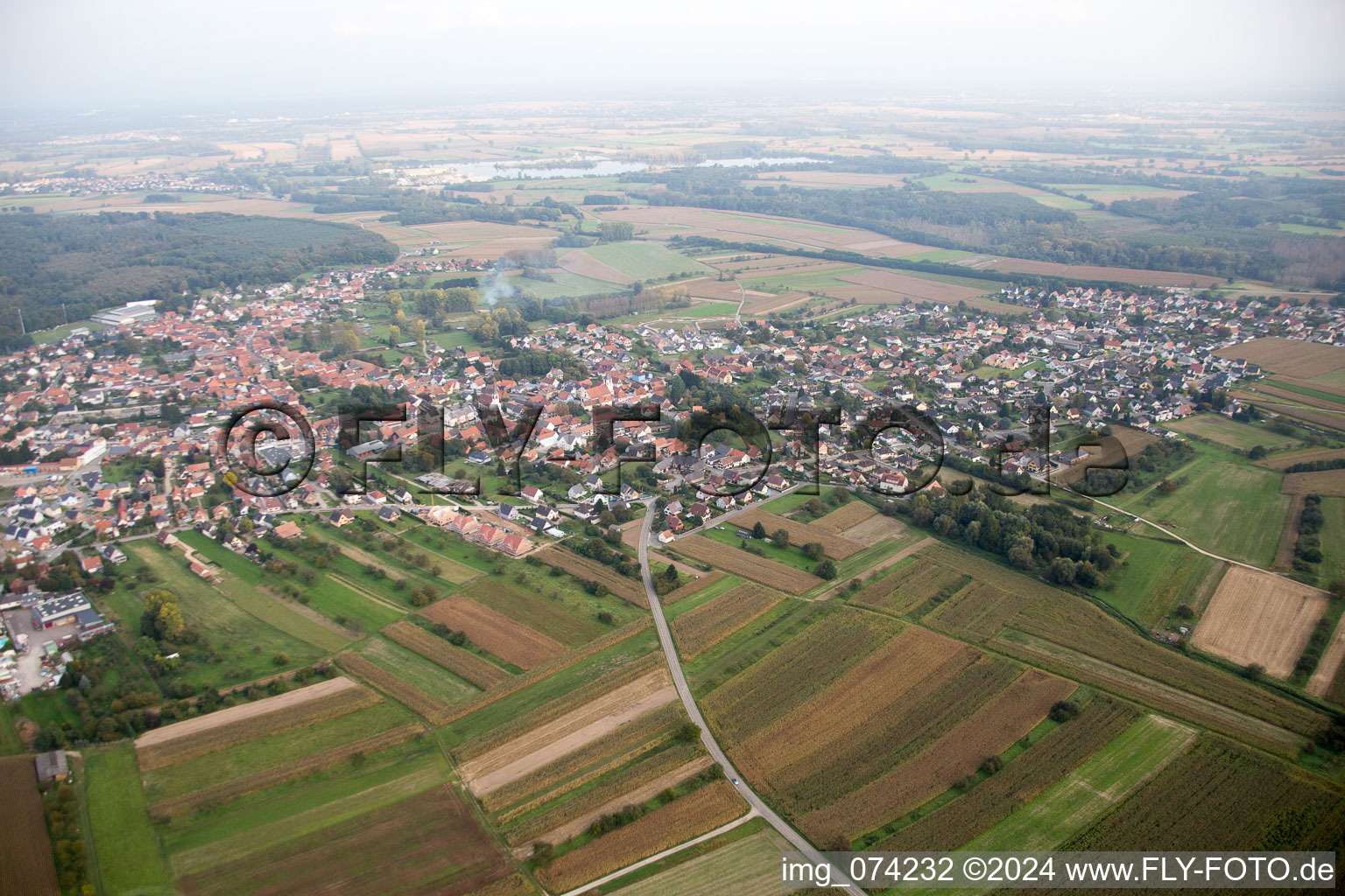 Vue aérienne de Gries dans le département Bas Rhin, France