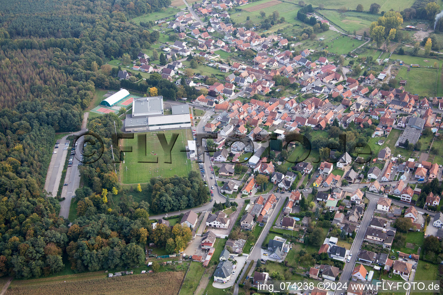 Gries dans le département Bas Rhin, France d'en haut