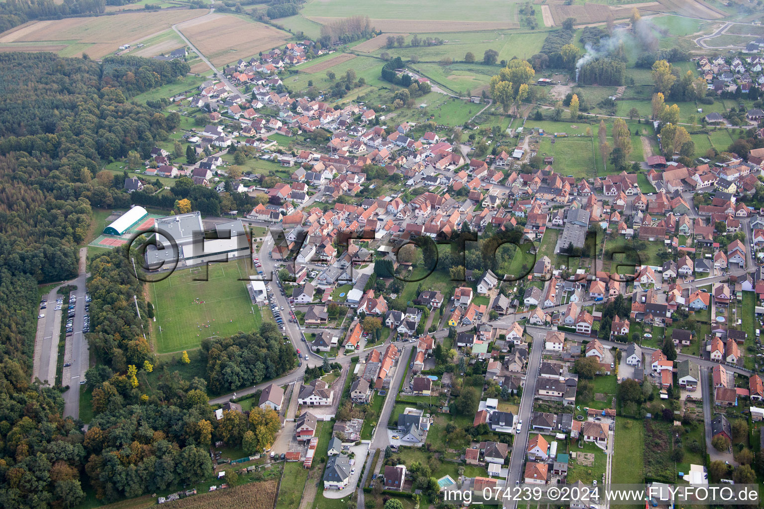 Gries dans le département Bas Rhin, France hors des airs