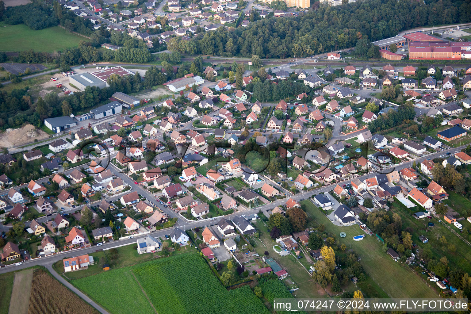 Vue aérienne de Bischwiller dans le département Bas Rhin, France