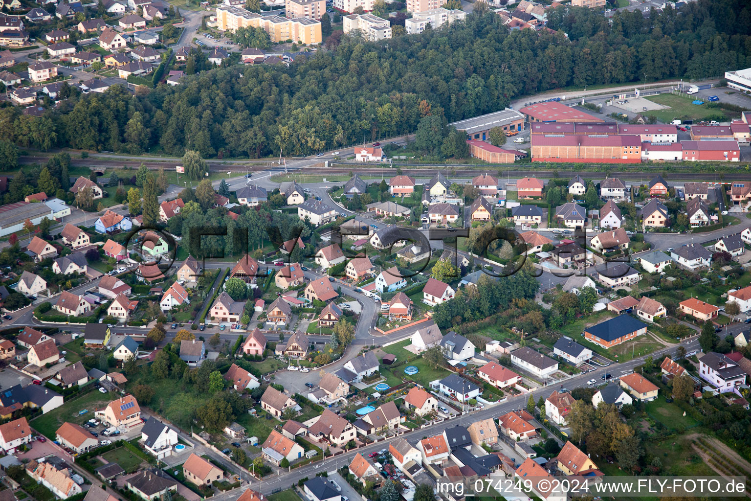 Vue oblique de Bischwiller dans le département Bas Rhin, France