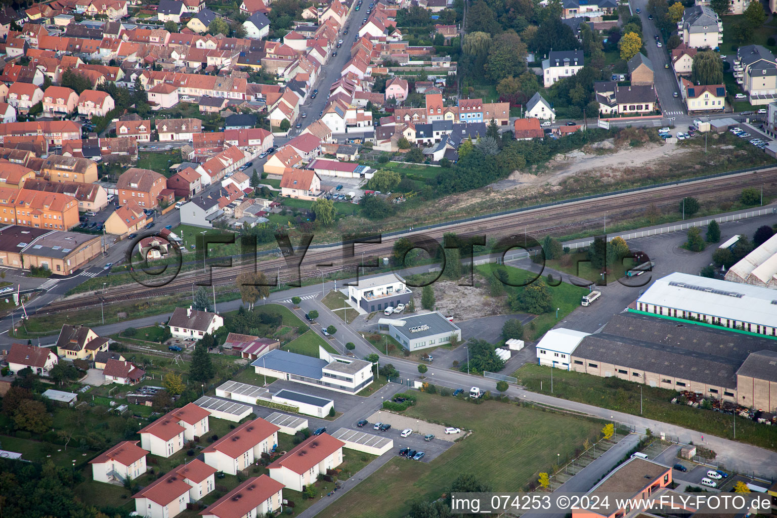 Bischwiller dans le département Bas Rhin, France depuis l'avion