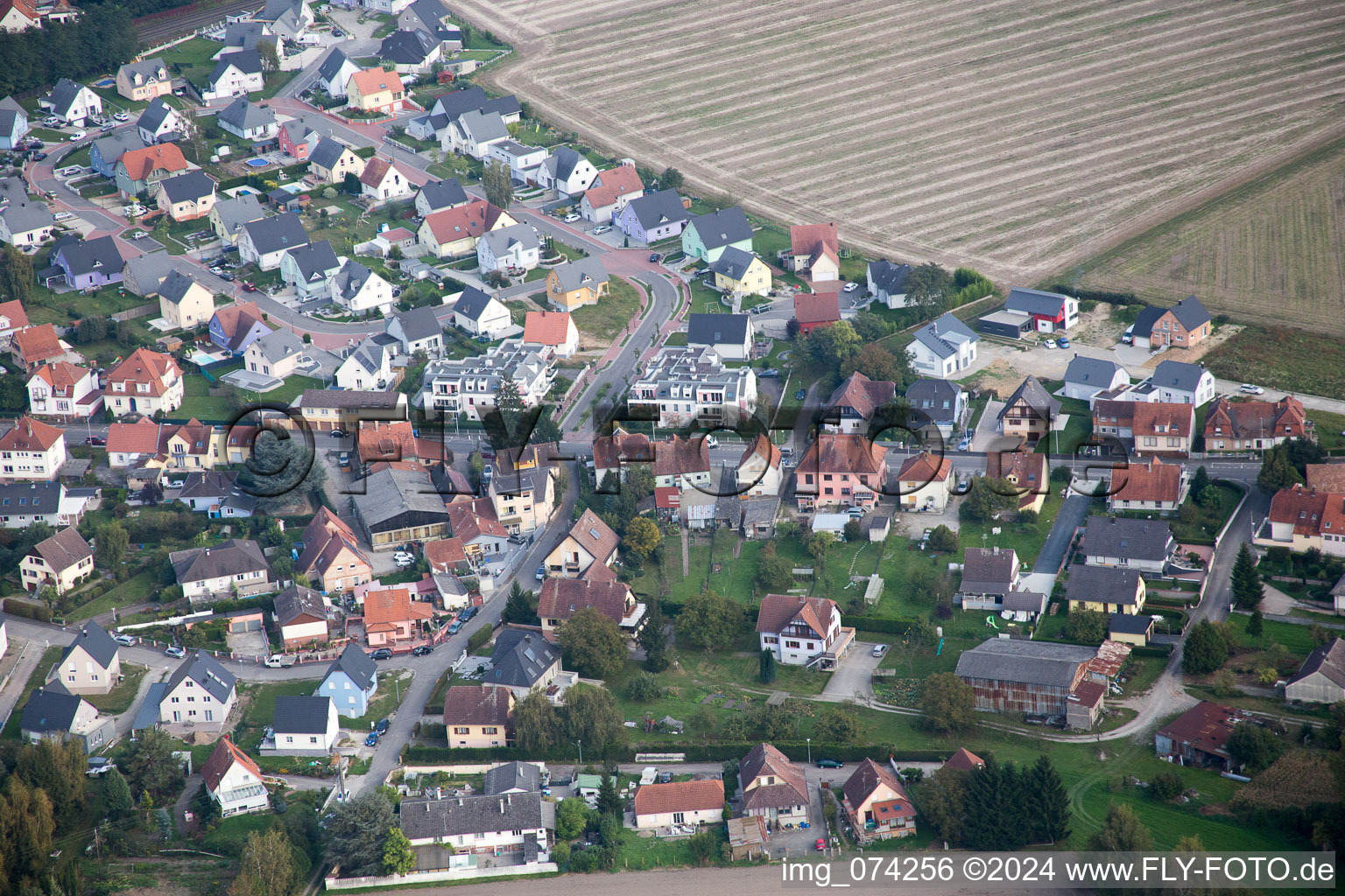 Vue d'oiseau de Bischwiller dans le département Bas Rhin, France