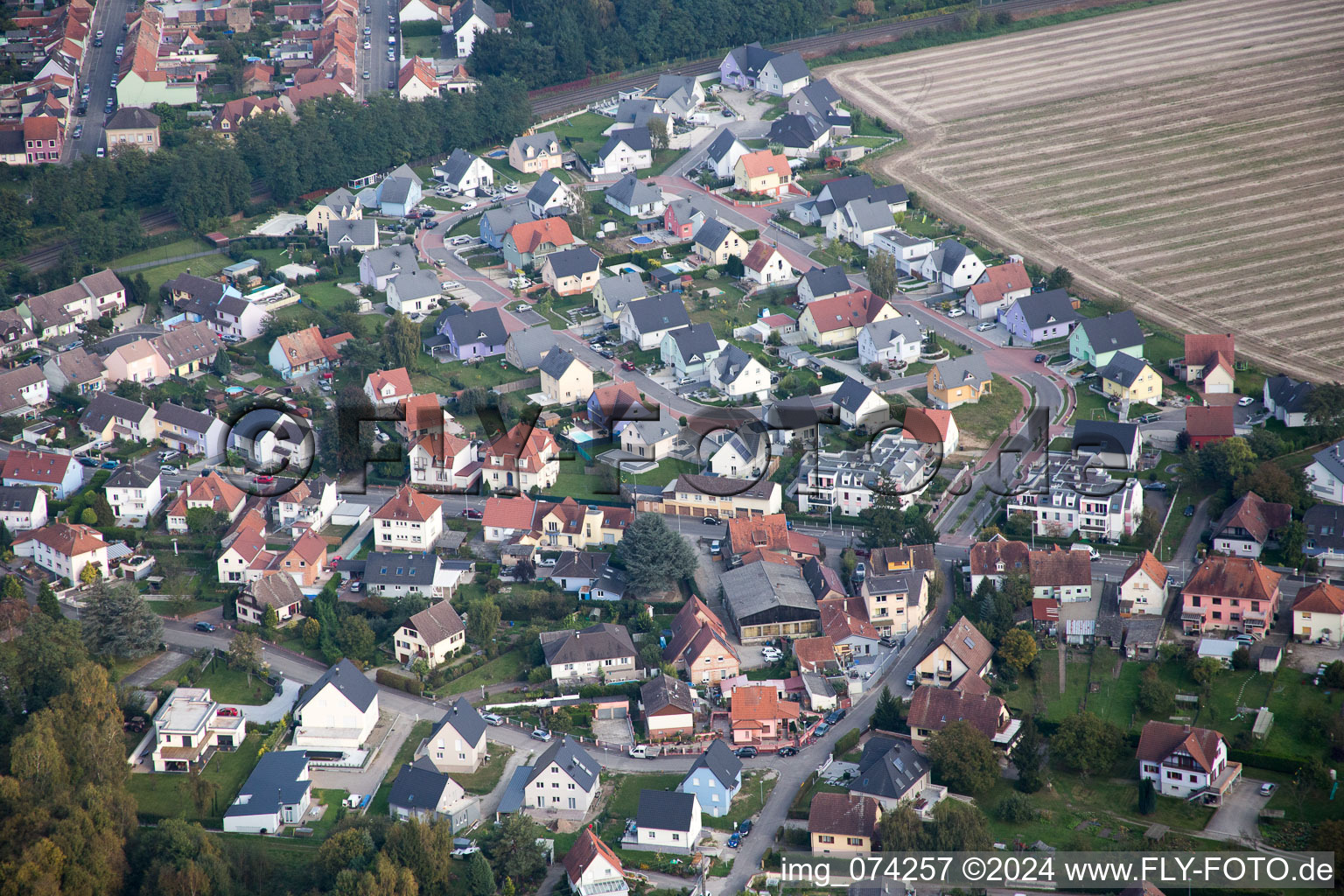 Bischwiller dans le département Bas Rhin, France vue du ciel