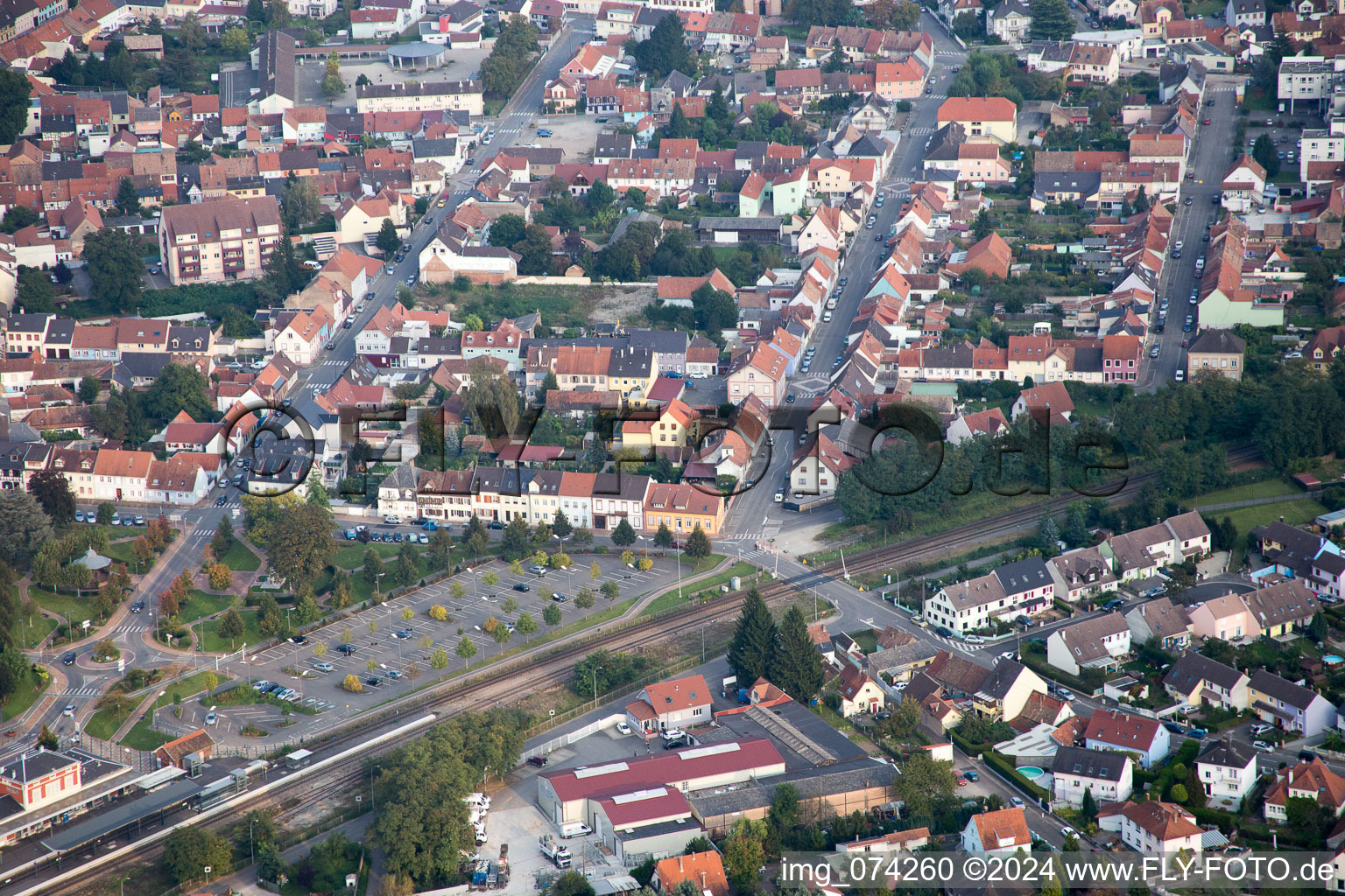 Bischwiller dans le département Bas Rhin, France du point de vue du drone