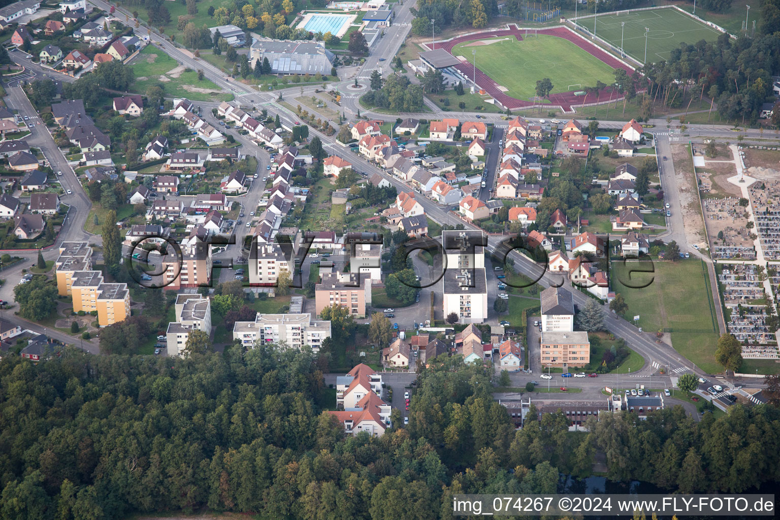 Bischwiller dans le département Bas Rhin, France d'en haut