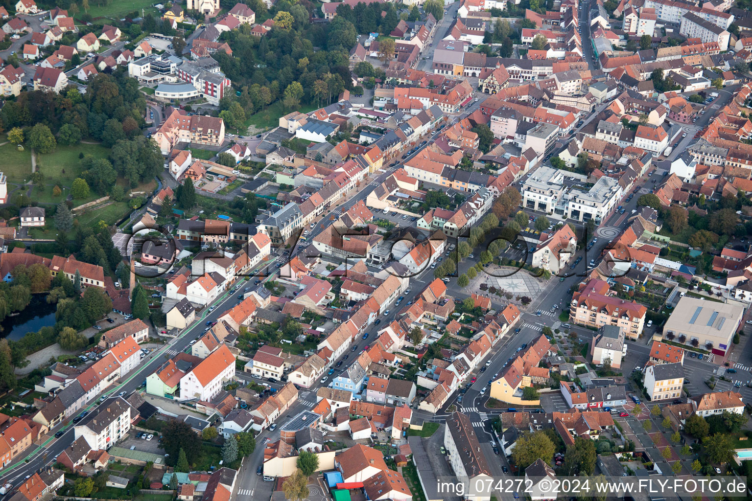 Bischwiller dans le département Bas Rhin, France vue du ciel