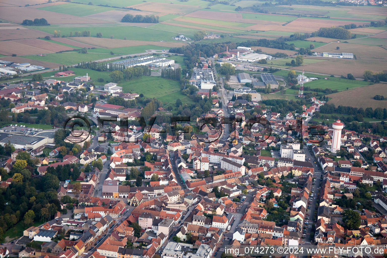 Enregistrement par drone de Bischwiller dans le département Bas Rhin, France