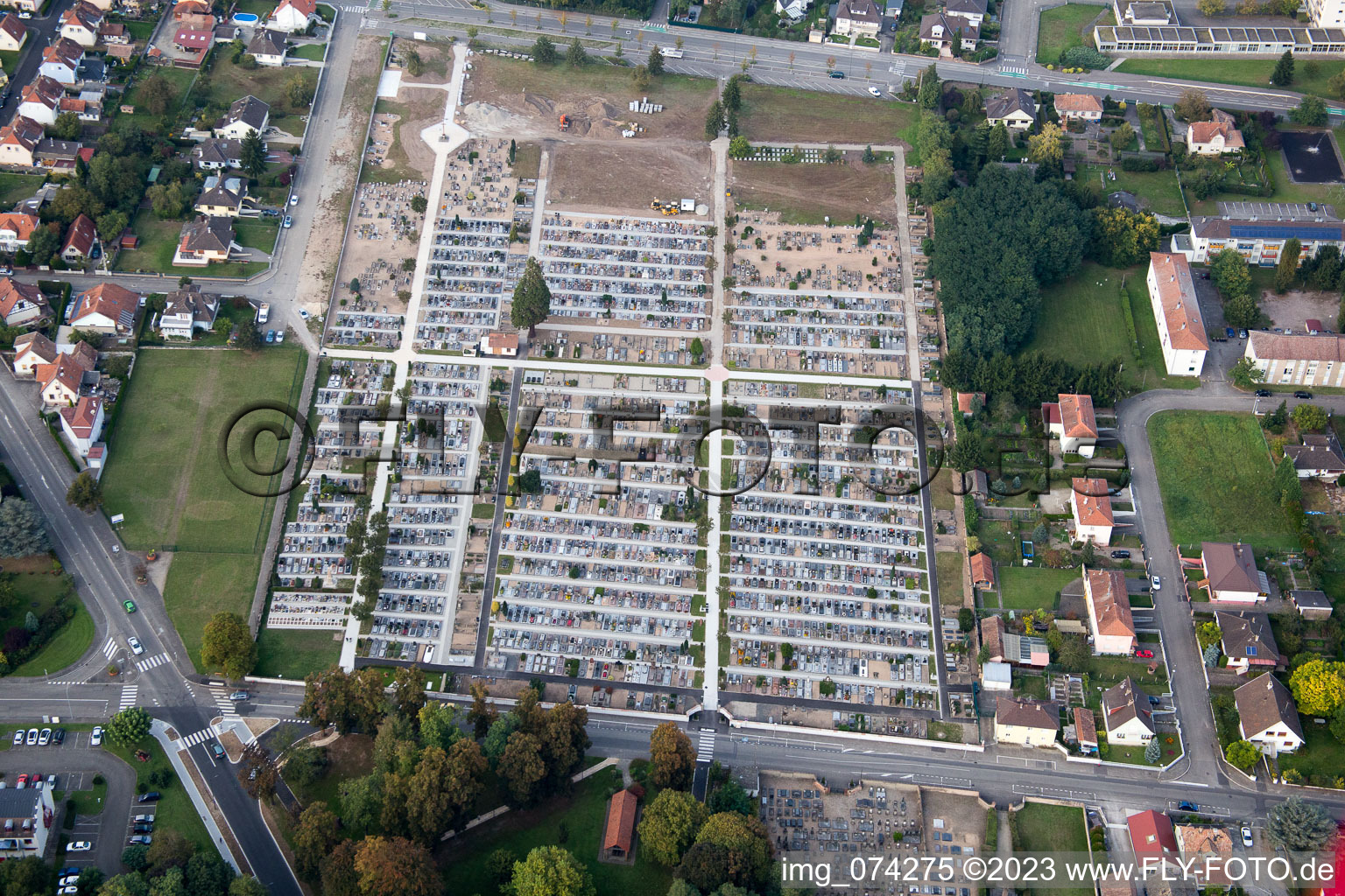 Bischwiller dans le département Bas Rhin, France du point de vue du drone