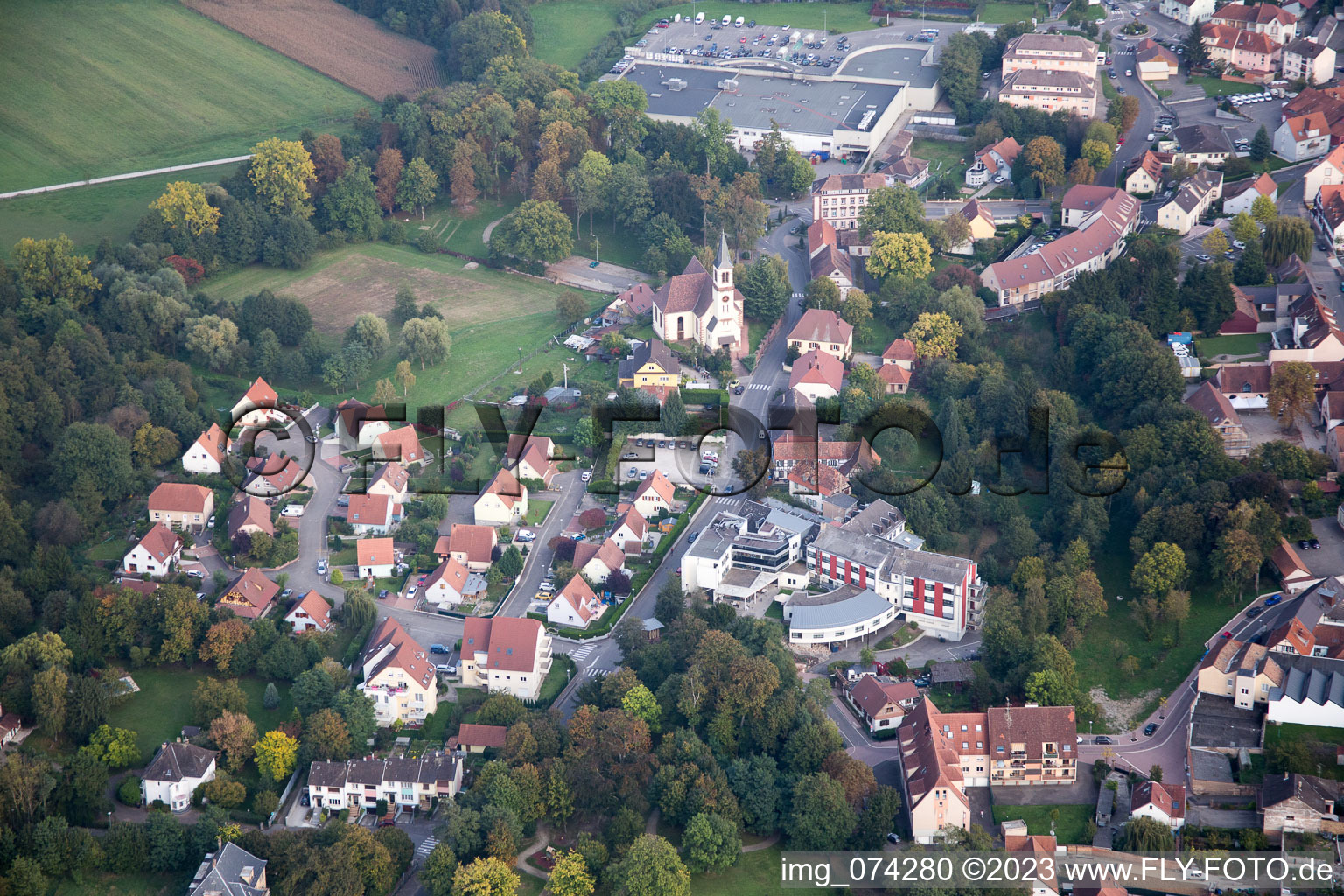 Vue aérienne de Bischwiller dans le département Bas Rhin, France