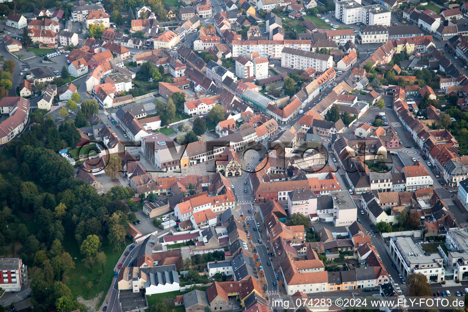 Vue oblique de Bischwiller dans le département Bas Rhin, France