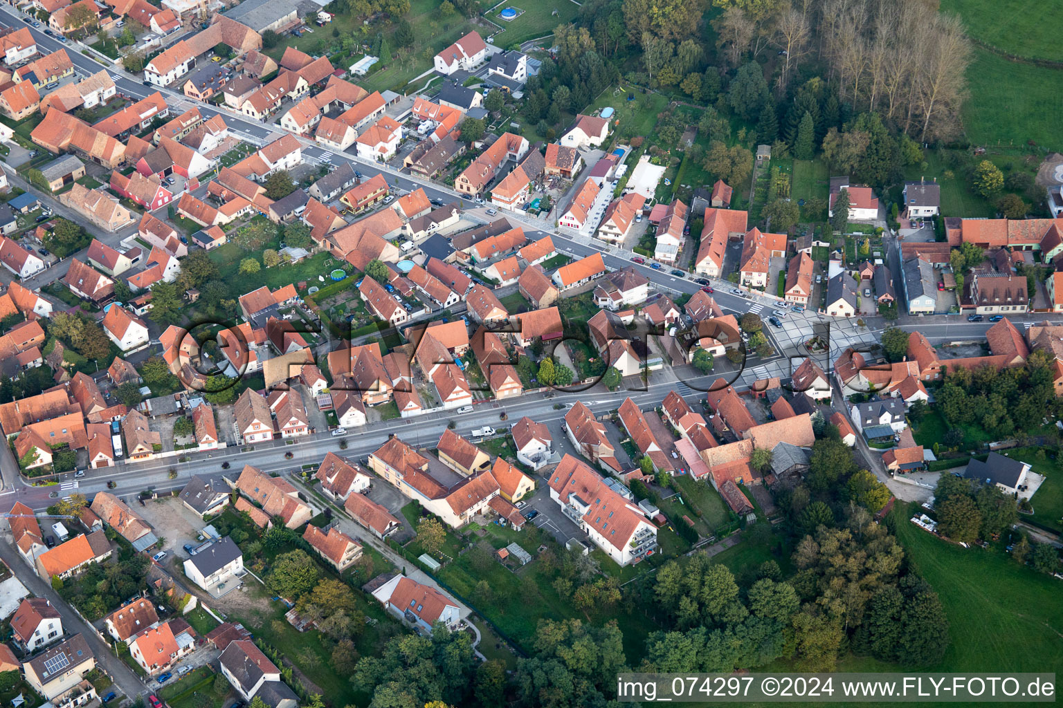 Photographie aérienne de Oberhoffen-sur-Moder dans le département Bas Rhin, France