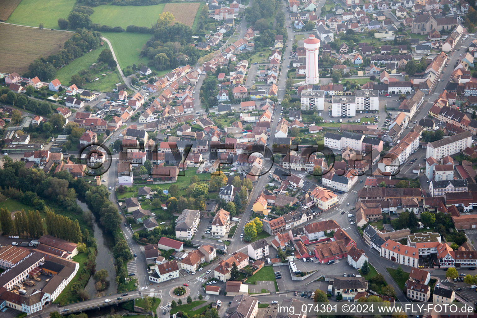 Oberhoffen-sur-Moder dans le département Bas Rhin, France hors des airs