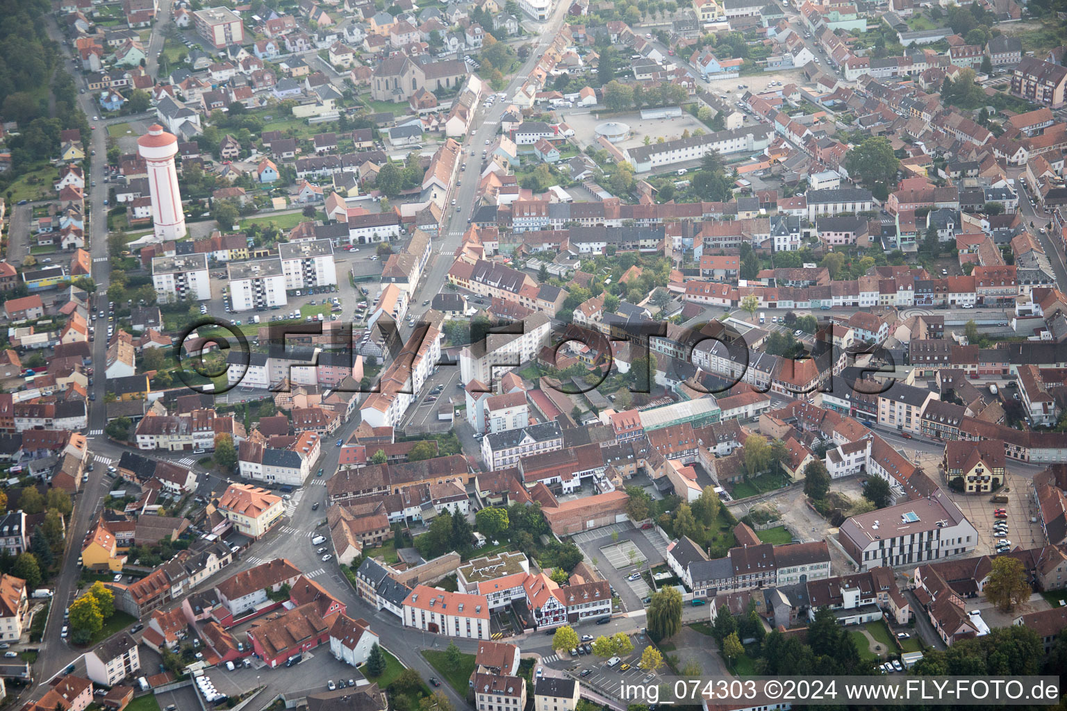 Oberhoffen-sur-Moder dans le département Bas Rhin, France depuis l'avion