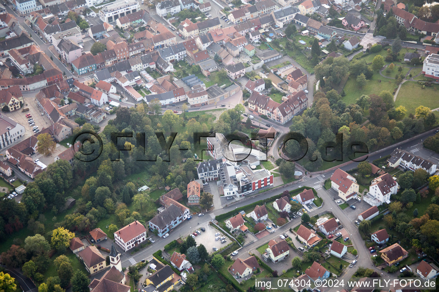 Bischwiller dans le département Bas Rhin, France du point de vue du drone