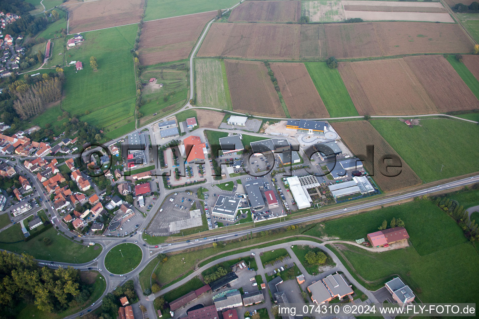 Vue oblique de Bischwiller dans le département Bas Rhin, France