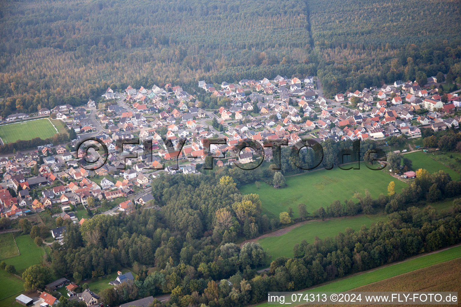 Photographie aérienne de Schirrhein dans le département Bas Rhin, France