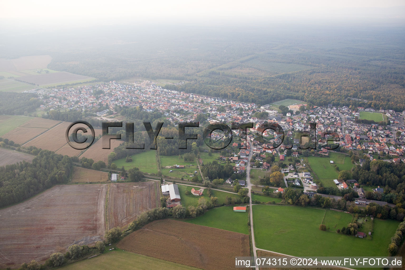 Schirrhein dans le département Bas Rhin, France d'en haut