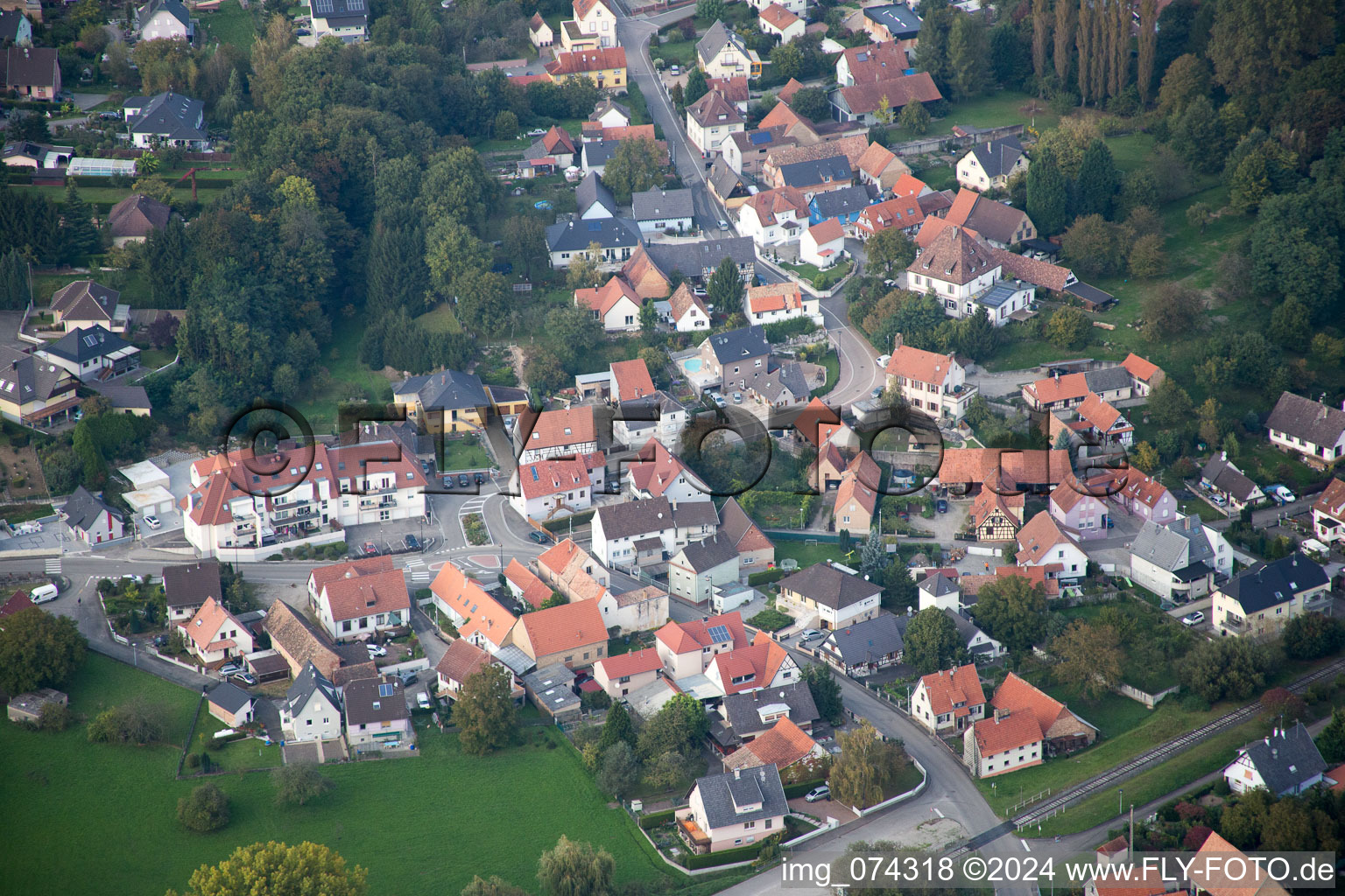 Vue aérienne de Schirrhoffen dans le département Bas Rhin, France