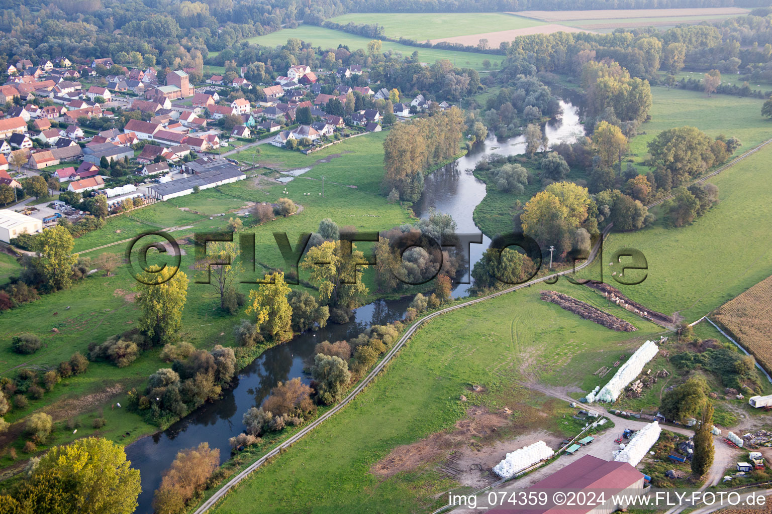 Fort-Louis dans le département Bas Rhin, France depuis l'avion