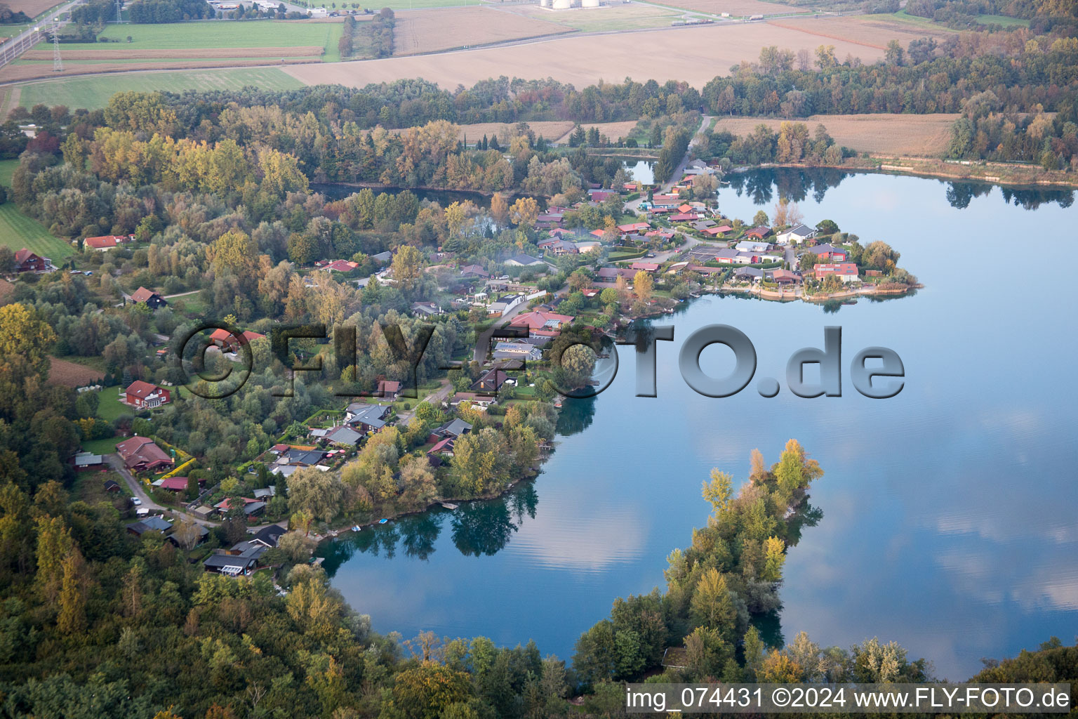 Vue aérienne de Beinheim dans le département Bas Rhin, France