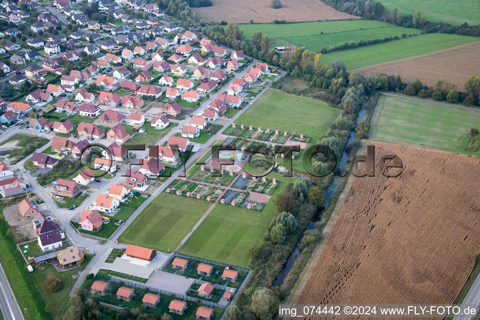 Beinheim dans le département Bas Rhin, France hors des airs