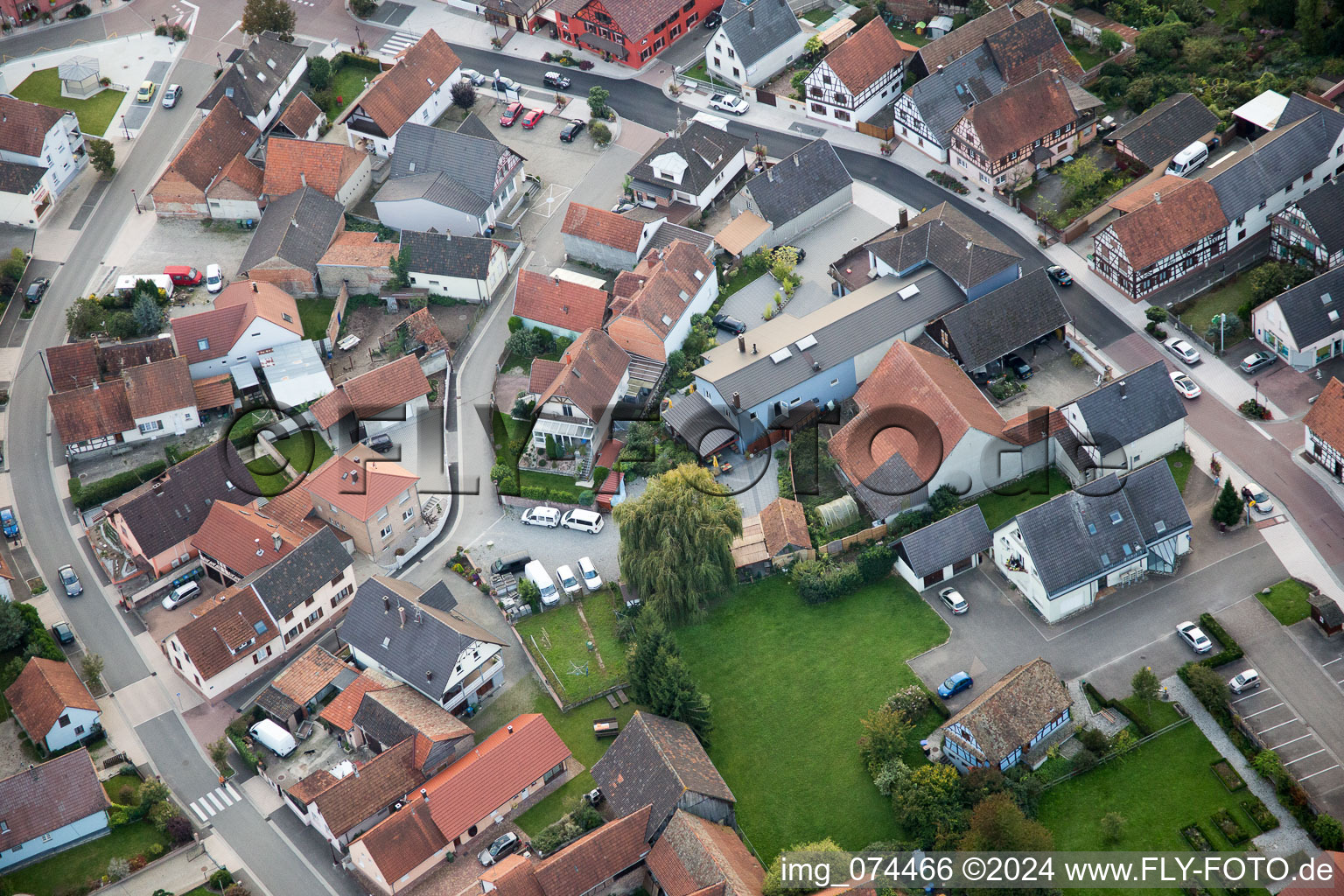 Beinheim dans le département Bas Rhin, France depuis l'avion