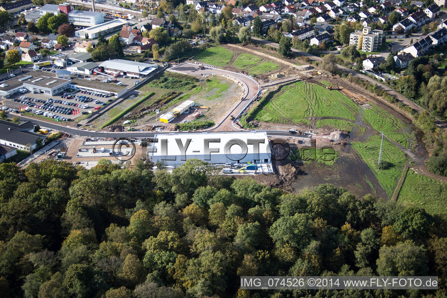 Vue aérienne de Nouveau bâtiment EDEKA à Kandel dans le département Rhénanie-Palatinat, Allemagne