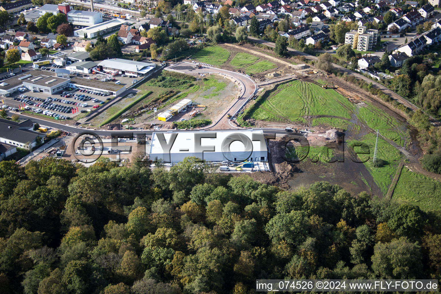 Vue aérienne de Nouveau bâtiment EDEKA à Kandel dans le département Rhénanie-Palatinat, Allemagne