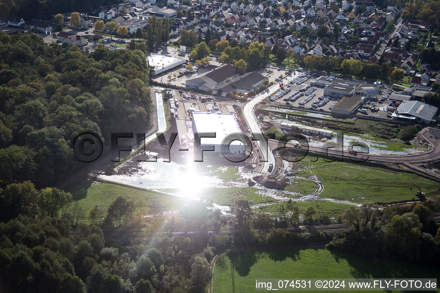 Nouveau bâtiment EDEKA à Kandel dans le département Rhénanie-Palatinat, Allemagne d'en haut