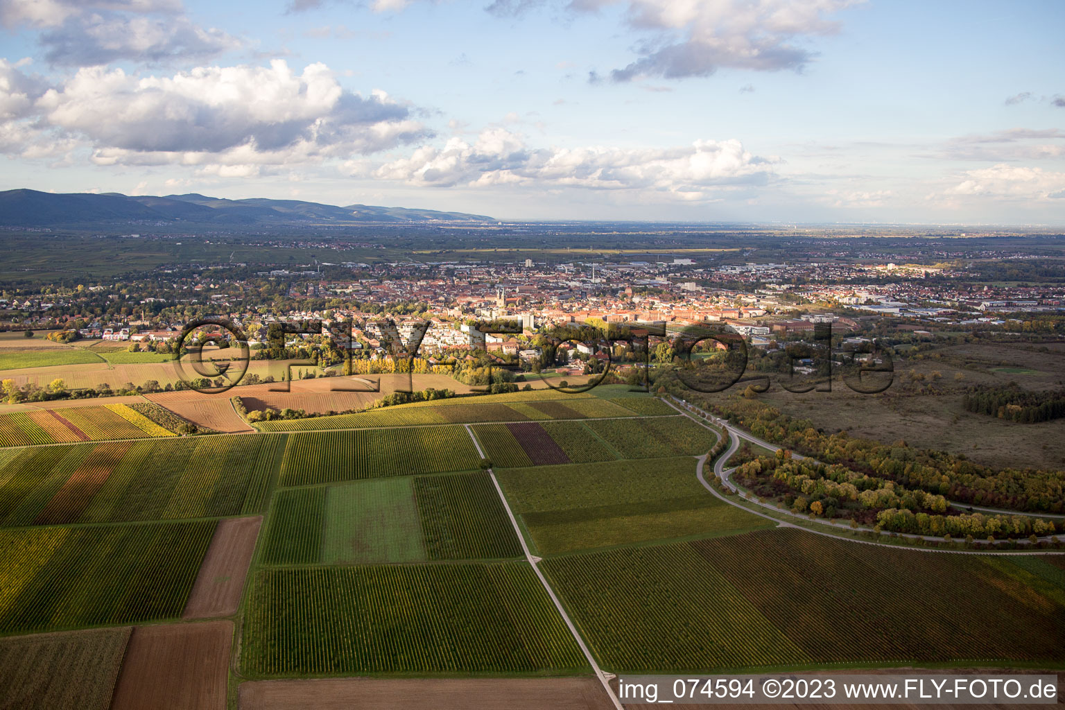 Vue aérienne de À l'ouest d'Ebenberg à Landau in der Pfalz dans le département Rhénanie-Palatinat, Allemagne