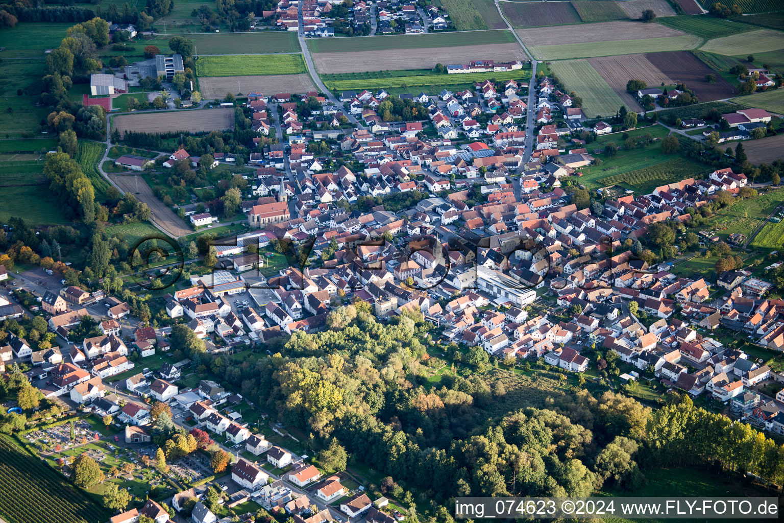 Vue aérienne de Quartier Mühlhofen in Billigheim-Ingenheim dans le département Rhénanie-Palatinat, Allemagne