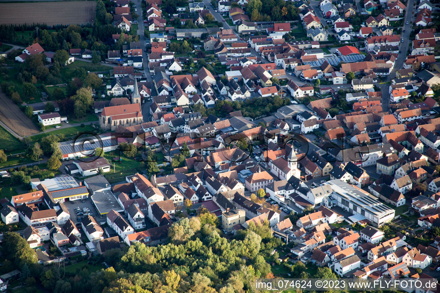 Quartier Ingenheim in Billigheim-Ingenheim dans le département Rhénanie-Palatinat, Allemagne vue du ciel