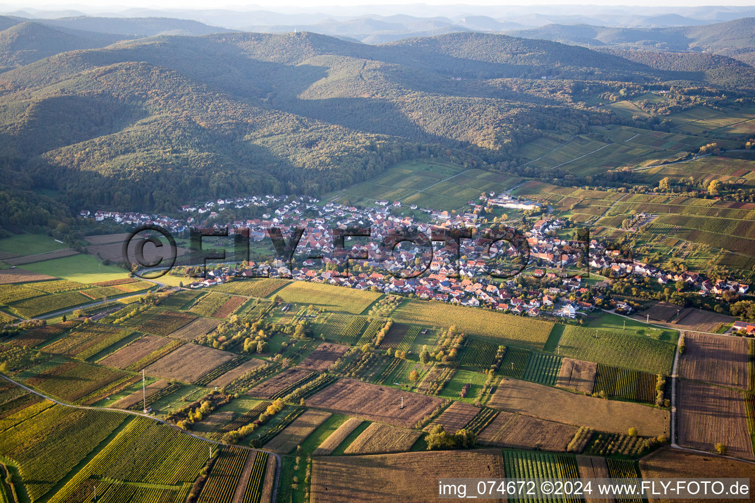 Vue aérienne de Oberotterbach dans le département Rhénanie-Palatinat, Allemagne